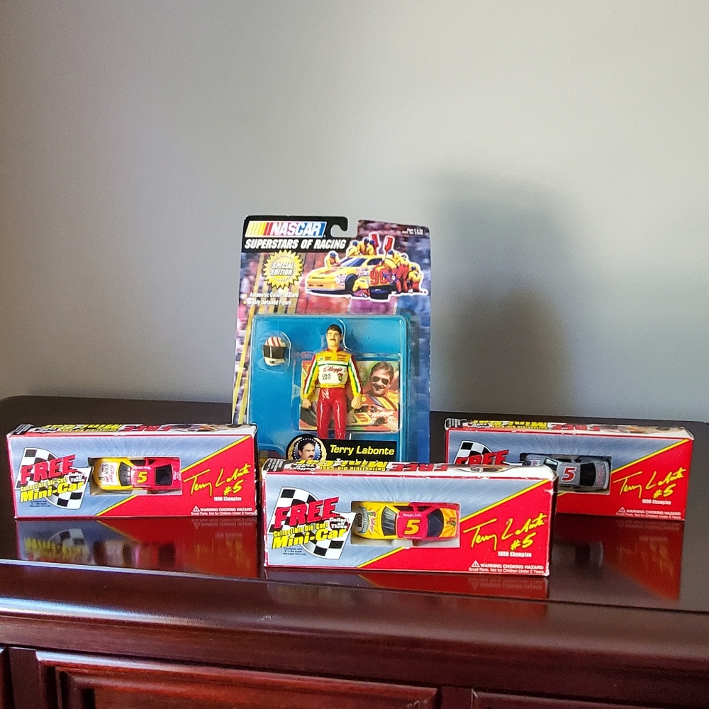 Terry LaBonte Figurine with 3 Die Cast Cars